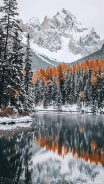 Fall phone wallpaper with A scenic mountain landscape.