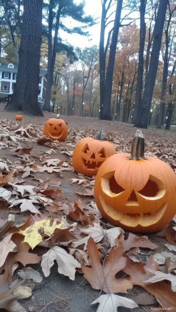 Fall wallpaper with Halloween pumpkin patch.