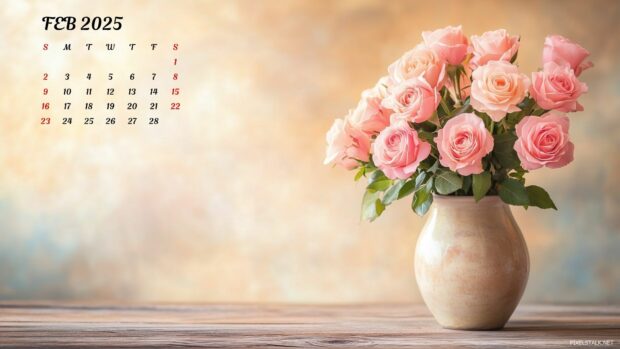 February 2025 Calendar Desktop Background.