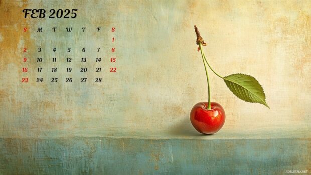 February 2025 Calendar Desktop Wallpaper.