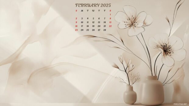 February 2025 Calendar Simple Desktop Wallpaper 1920x1080.