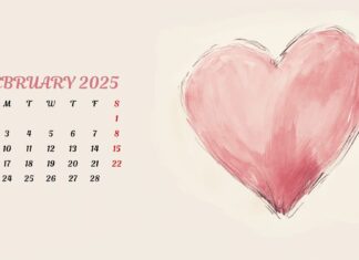 February 2025 Calendar Wallpaper HD Free download.