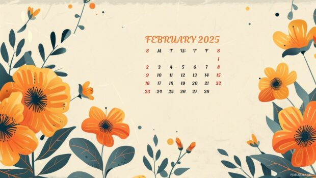 Free Download February 2025 Calendar Backgrounds for Desktop.