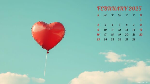 Free Download February 2025 Calendar Wallpaper HD 1080p.