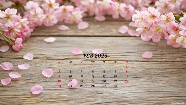 Free Download February 2025 Calendar Wallpaper HD for Desktop.