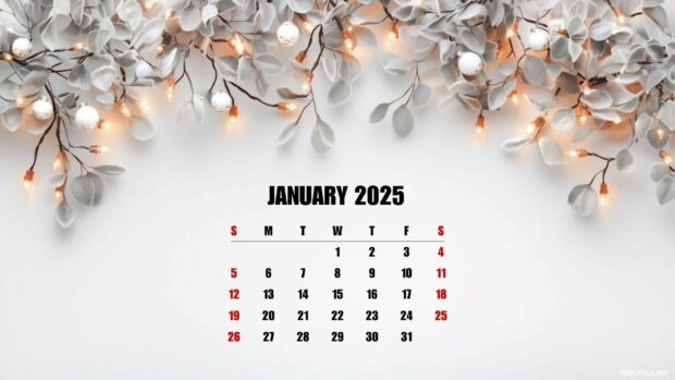 Free Download January 2025 Calendar Desktop Wallpaper HD 1080p.