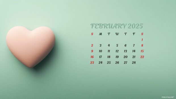 Free February 2025 Calendar Wallpaper HD for Desktop.