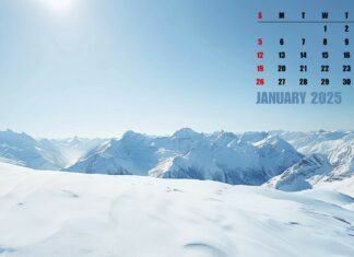 Free download 2025 January Calendar Wallpaper.