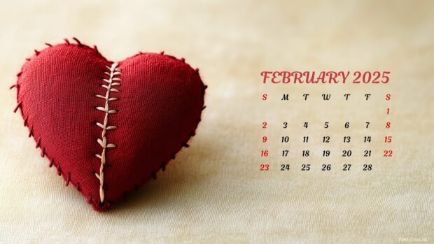 Free download February 2025 Calendar Valentine Backgrounds.