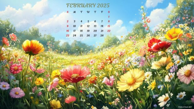 Free download February 2025 Calendar Wallpaper HD.