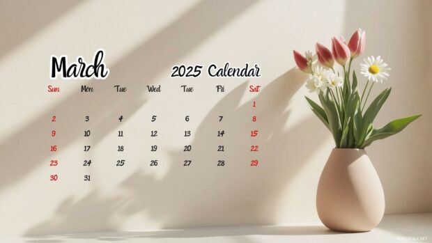 Free download March 2025 Calendar Desktop Background 1.