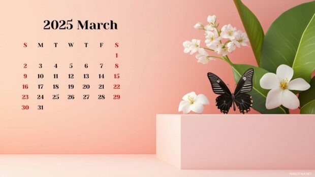 Free download March 2025 Calendar Desktop Background 2.