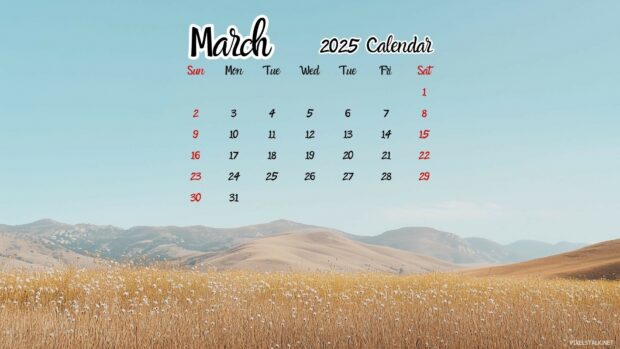 Free download March 2025 Calendar Desktop Background 3.