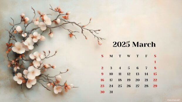 Free download March 2025 Calendar Desktop Background 4.