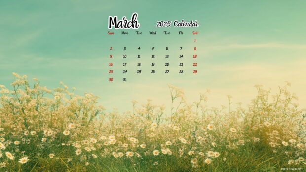 Free download March 2025 Calendar Wallpaper HD 3.