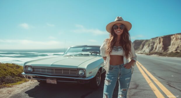 Free download Women and cars 4K wallpaper.