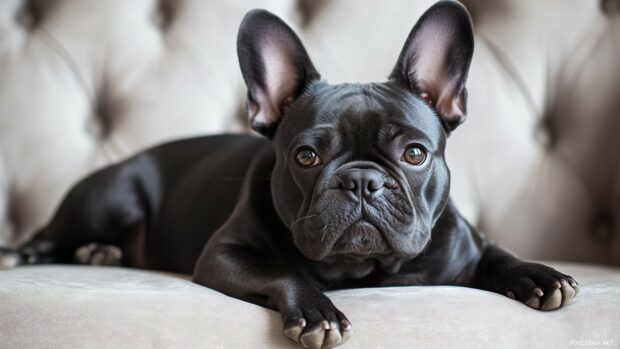 French Bulldog in a refined setting with clean lines and subtle textures.