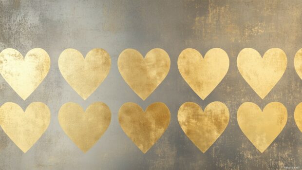 Gold foil hearts on a muted, textured background, providing a chic and sophisticated aesthetic valentines day.