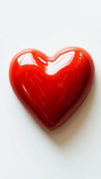 Heart shape in bright red on a simple white background.