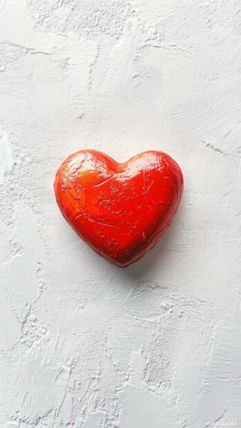 Heart shape in bright red on a simple white background.