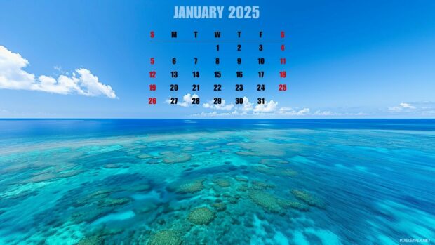 January 2025 Calendar Live Desktop Background.