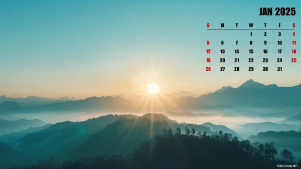 January 2025 Calendar Live Desktop Wallpaper.