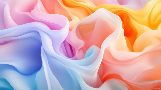 Laptop Desktop Wallpaper with an abstract waves of soft pastel colors blending into each other.