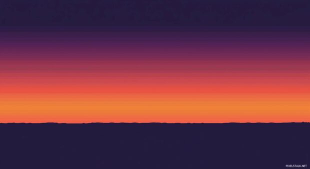 Laptop Wallpaper HD with a gradient sunset sky fading from soft orange to deep purple, with smooth color transitions and no harsh details.