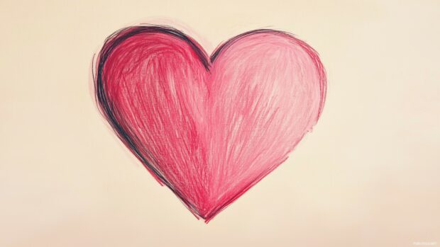 Large hand drawn heart valentines wallpaper.