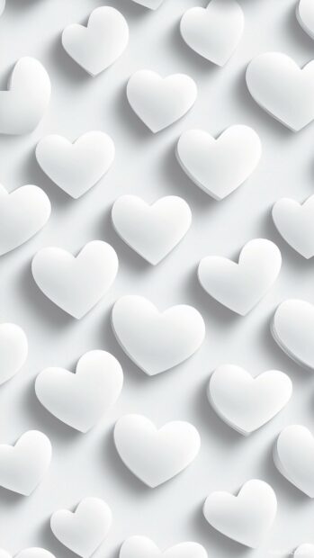 Love Wallpaper with minimal white heart pattern on a light gray background.