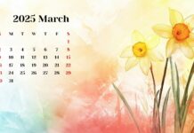 March 2025 Calendar Background HD for Desktop 3.