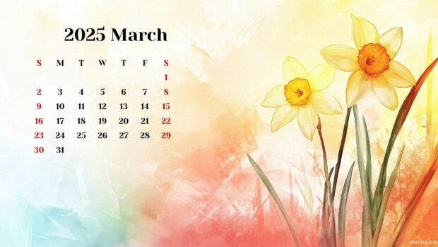 March 2025 Calendar Background HD for Desktop 3.