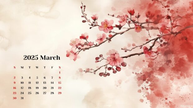 March 2025 Calendar Background HD for Desktop 4.