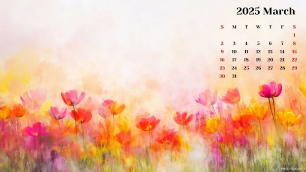 March 2025 Calendar Desktop Wallpaper 1.