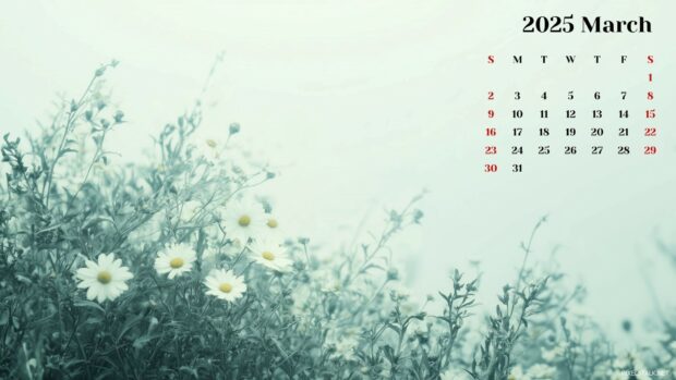 March 2025 Calendar Desktop Wallpaper 2.