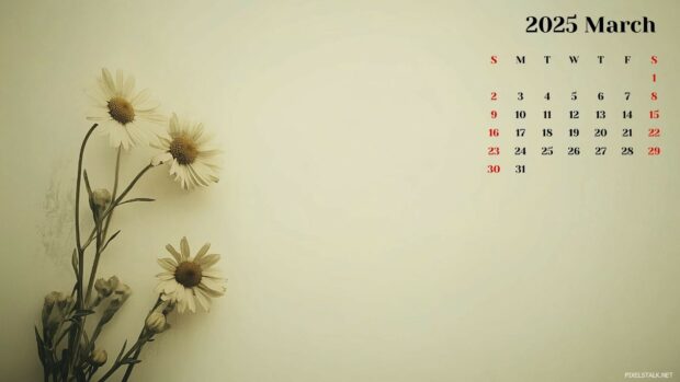 March 2025 Calendar Desktop Wallpaper 3.