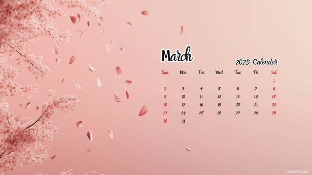 March 2025 Calendar Desktop Wallpaper 4.