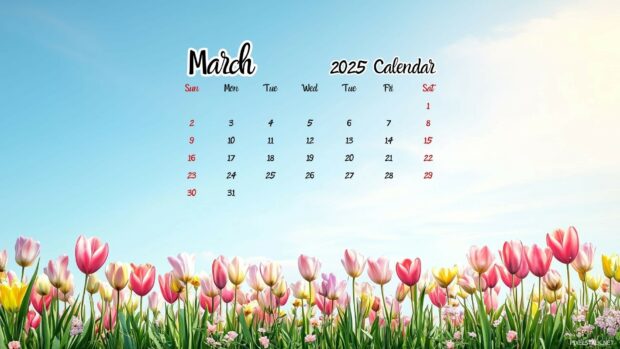 March 2025 Calendar Desktop Wallpaper HD 3.