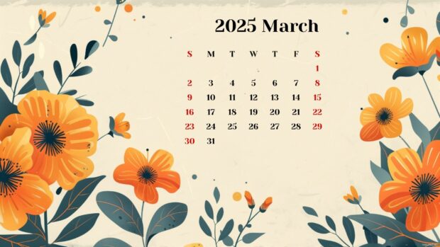 March 2025 Calendar Desktop Wallpaper HD 5.