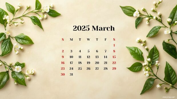 March 2025 Calendar HD Wallpaper 1080p 2.