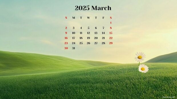 March 2025 Calendar HD Wallpaper 1080p 3.