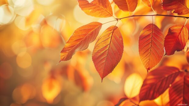 Minimalist autumn leaves in a soft light, 2K desktop wallpaper.