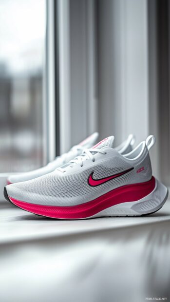 Modern Nike Air Zoom shoes with a clean, white background and subtle highlights to emphasize the sleek design.