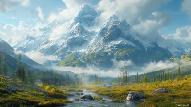 Mountains Landscape Desktop HD Wallpaper.