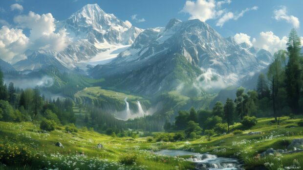 Mountains Landscape Wallpaper .