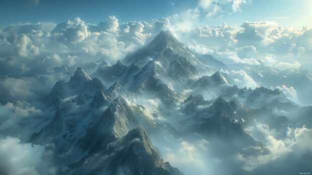 Mountains Super Wide Cinematic shot Wallpaper 4K Resolution.