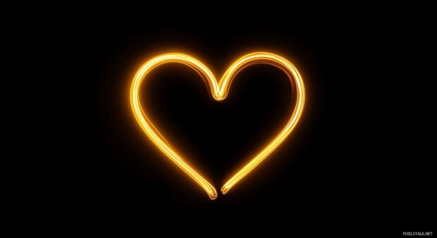 Neon glowing heart HD Wallpaper.