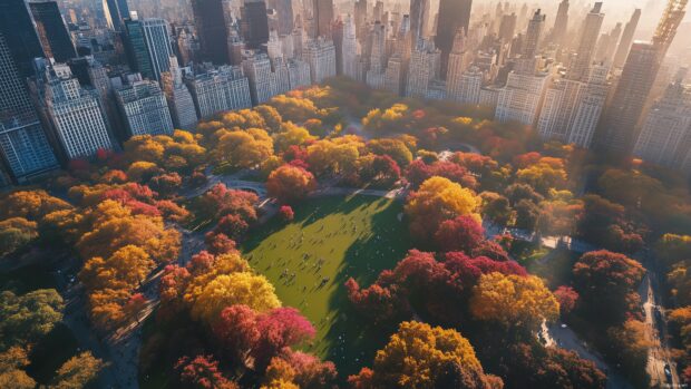 New York City Wallpaper HD with Central Park in autumn.