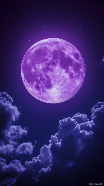 Night Sky Wallpaper for mobile with a glowing purple moon.