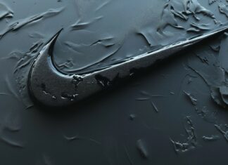 Nike 3D Wallpaper featuring a swoosh logo subtly embossed on a matte black surface.